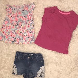 ☀️ Cat & Jack Matching Jean shorts w/2 shirts